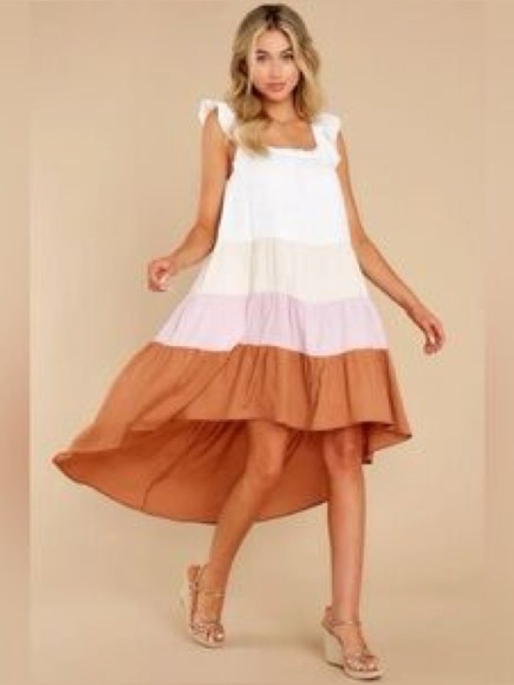 NWT Moodie color block tiered midi dress size medium